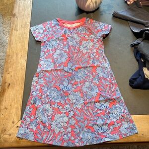 Lands’ end cotton summer dress M 10/12 pink/blue